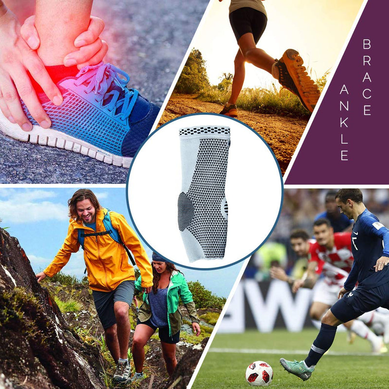 Neotech Care Ankle Support Sleeve - Bamboo Fiber Knitted Fabric - Light, Elastic & Breathable - Medium Compression - Sports, Exercise, Gym - Right or Left Foot, Men, Women - Grey (Size S, 1 Unit) - NewNest Australia