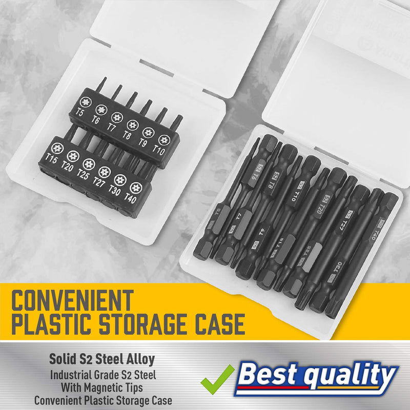 Torx Bit Set, Amartisan 24-Piece Security Torx Bit Set, Tamper Resistant Star Bits Set S2 Steel, 1" and 2.3" Long T5 - T40 - NewNest Australia