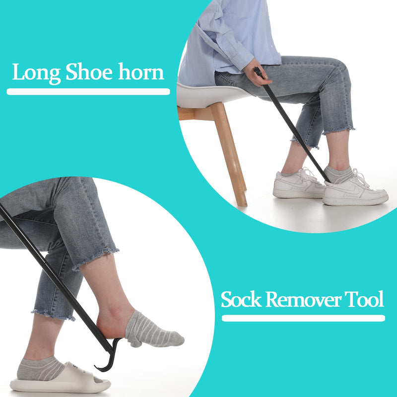 Fanwer Shoe horn Long handle for Seniors - 33.5" Long Dressing Stick, Sock Remover Tool, Stable, Not easy to break, Adjustable, for Disabled, Knee & Hip Replacements and Back Problems People Black - NewNest Australia