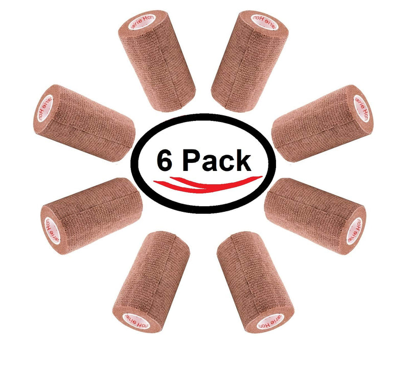 3 Inch Self Adhesive Medical Bandage Wrap Sport Tape (Cool Brown) (6 Pack) Strong Elastic Self Adherent Cohesive First Aid Sport Flex Rolls for Wrist Ankle Knee Sprains and Swelling Cool Brown 6 Count (Pack of 1) - NewNest Australia