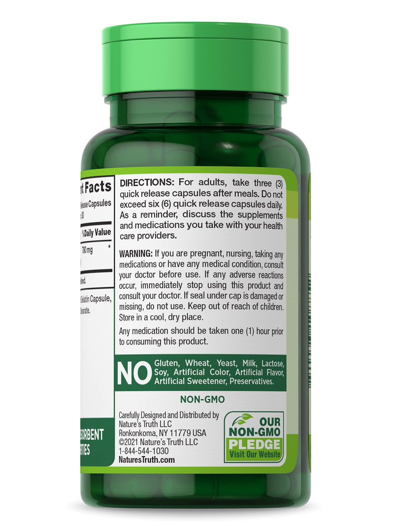 Activated Charcoal Capsules | 90 Count | Non-GMO, Gluten Free Pills | by Nature's Truth 90 Count (Pack of 1) - NewNest Australia