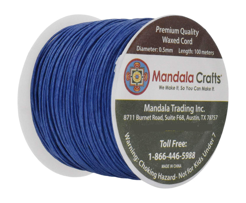 Mandala Crafts 0.5mm 109 Yards Jewelry Making Crafting Beading Macramé Waxed Cotton Cord Thread (Blue) Blue - NewNest Australia