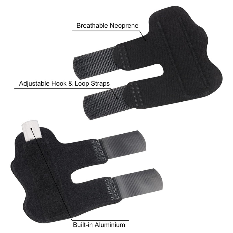 supregear Finger Splint, 2 Pack Adjustable Reusable Trigger Finger Splint Finger Support with Removable Aluminum Rod for Index/Middle/Ring/Little Finger, Black (2 Pack) - NewNest Australia