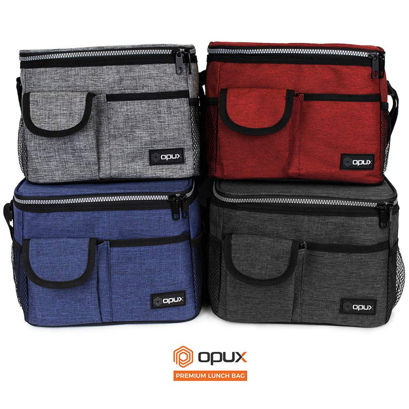 NewNest Australia - OPUX Insulated Lunch Box, Lunch Bag for Men Women | Soft Leakproof Lunchbox for Kids School Work | Reusable Thermal Lunch Cooler, Shoulder Strap, 4 Pockets | Fits 14 Cans, Heather Dark Gray Charcoal Standard 