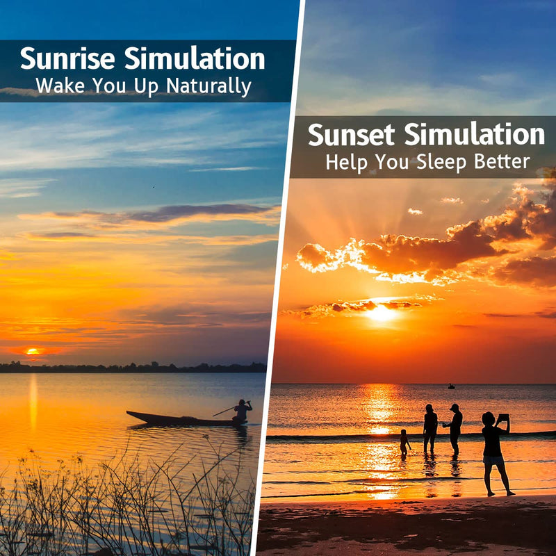OrangeLight Wake Up Light Sunrise Alarm Clock with Sunrise Sunset Simulation 25 Nature Sounds 12 Colors Night Light Dual Alarms and Snooze Function Sleep Aid for Heavy Sleepers Kids Adults (White) - NewNest Australia