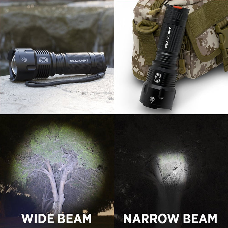 GearLight High-Powered LED Flashlight S1200 - Mid Size, Zoomable, Water Resistant, Handheld Light - High Lumen Camping, Outdoor, Emergency Flashlights - NewNest Australia