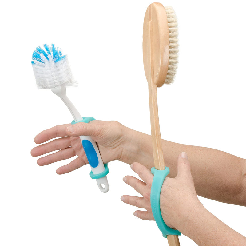 EazyHold Aqua Silicone Adaptive Aid, Universal Cuff Hand Grip Assistive Device for Rehab Patients, Disabled, Cerebral Palsy, Special Needs, Arthritis, Parkinsons, Stroke, Physical Therapy 2-Pack 6.5" - NewNest Australia