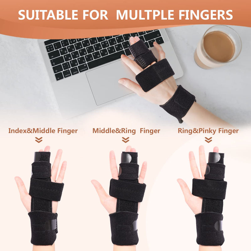2 Finger Splint, Adjustable Finger Brace, Finger Metal Support for Broken Fingers, Mallet Finger Splints, Trigger Finger Straightener, Arthritis, Pain Relief, Injury, Fracture, Sprains(S/M) S/M - NewNest Australia