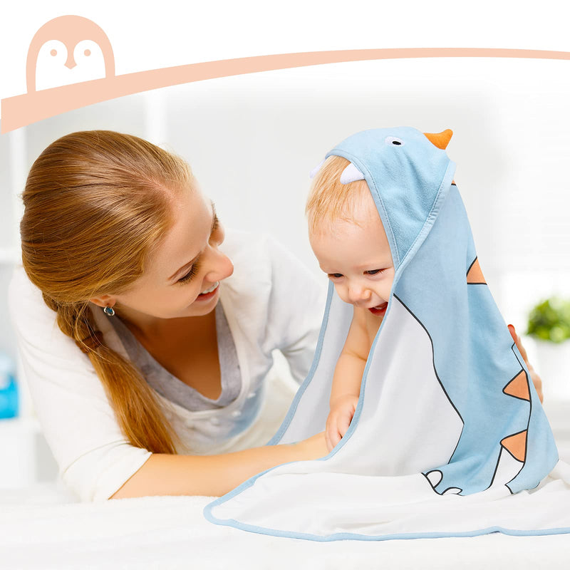 Baby Hooded Towel, Momcozy 8-Piece Baby Bath Towel for Boys or Girls, Baby Towel and Washcloth Set with Cute Design, Baby Shower Towel Gift for Newborns, Infants and Toddlers (Blue) Blue - NewNest Australia