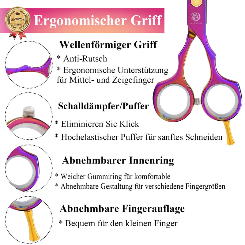 Purple Dragon Hairdressing Scissors, 5.5 Inch, Professional Hairdressing Scissors Set, Perfect Haircut For Men And Women, Sharp Scissors For Barbers / Hairdressing / Beginners (Iridescent) - NewNest Australia