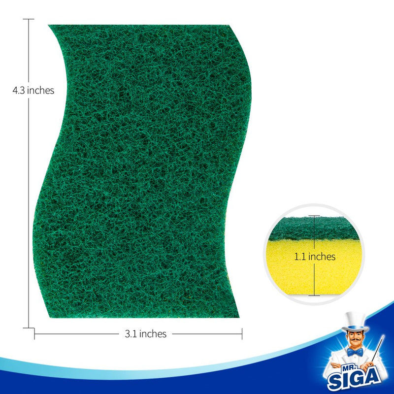 MR.SIGA Heavy Duty Scrub Sponge, Pack of 6, Size:11 x 7 x 3 cm, 4.3" x 2.8" x 1.2" 6 Pack - NewNest Australia