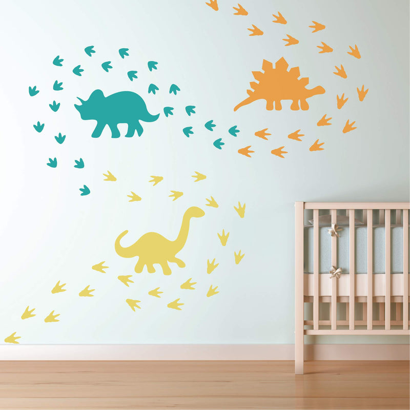 GULIGULI Dinosaur Wall Decal-Dinosaur Footprints&Tracks Stickers-Vinyl Wall Art for Boys&Girls Kids Bedroom Nursery Decor - NewNest Australia