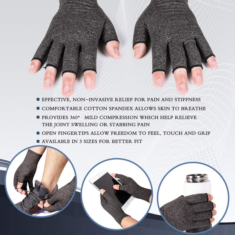 Arthritis Compression Gloves for Women Men, Fingerless Breathable & Moisture Wicking Compression Gloves for Relieving Carpal Tunnel Aches, Rheumatoid Pains, Joint Swell One Pair Small (1 Pair) - NewNest Australia
