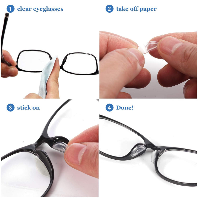 Eyeglass Nose Pads, 12 Pairs Adhesive Soft Silicone Air Chamber Glasses Nose Pads, 3.5mm Heighten Nose Pads for Plastic Frames (Black) Black - NewNest Australia