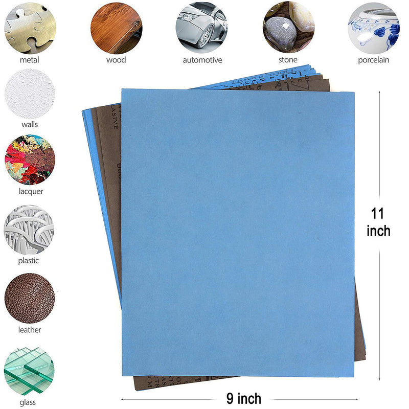 ADVcer 9x11 inch 10 Sheets Sandpaper, Wet or Dry 7000-15000 Grit 5 Assortment Sand Paper, Super Fine Precision Abrasive Pads for Automotive Sanding, Wood Turing Finishing, Metal Furniture Polishing 10pcs (7000 to 15000) - NewNest Australia