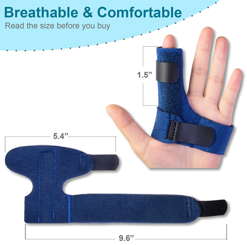 Sumifun Finger Brace for Right Hand, Finger Splints with 2 Gel Sleeves for Mallet Finger, Trigger Finger, Finger Supports with Built-in Aluminium Bar for Sprains, Pain Relief, Sports Injury, Blue Right Hand - Blue - NewNest Australia