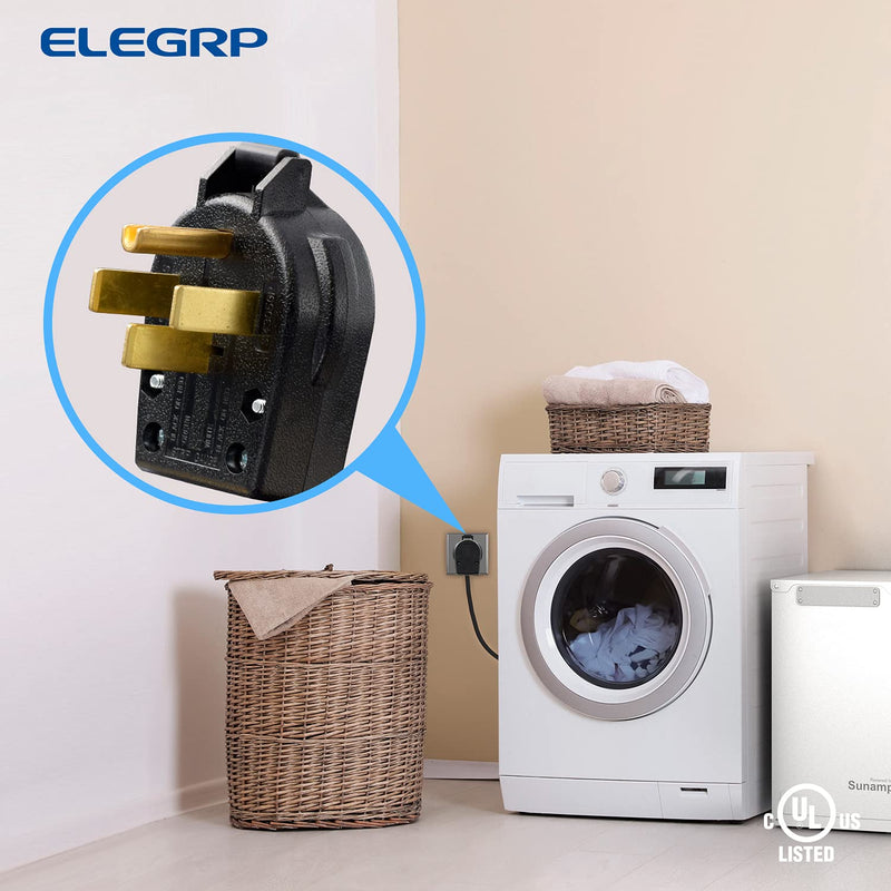 ELEGRP NEMA 14-30P & NEMA 14-50P Plug, 4 Prong Dryer/Range Oven Stove Angle Plug, Straight Blade Heavy Duty, 30 Amp 50 Amp 125/250V, Industrial Grade, Grounding, 3 Pole 4 Wire, UL Listed NEMA 14-30P & 14-50P Plug - NewNest Australia