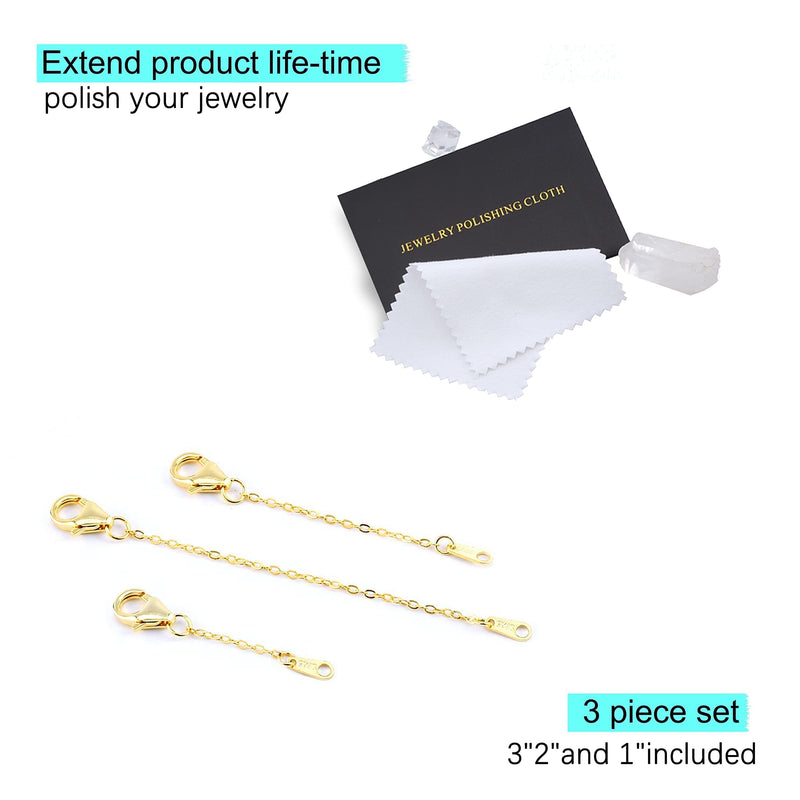 Necklace Extenders Gold Chain Extenders for Necklaces Extensions Sterling Silver Bracelet Extender Gold Necklace Extenders for Women 3 Piece Set, 1 2 3 Inch 1/2/3 inch Lobster-Gold - NewNest Australia
