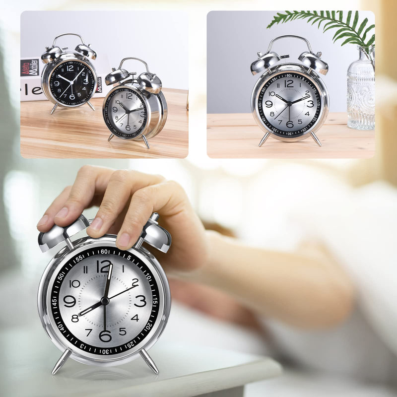 Loud Alarm Clock for Heavy Sleepers Adults,Retro 4 Inch Silent Non-Ticking Quartz with Backlight,Twin Bell Analog Kids Alarm Clocks for Bedrooms Bedside (Blue) Blue - NewNest Australia