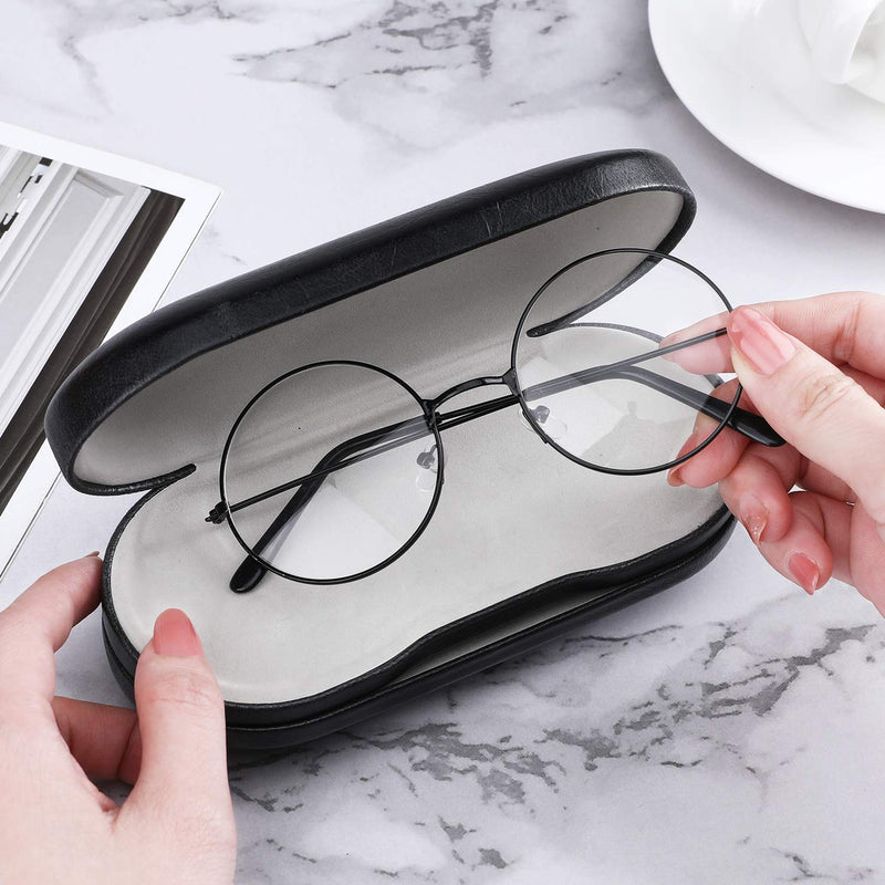 MoKo Double Eyeglass Case, 2 in 1 Double Sided Portable Glasses Case Contact Lens Case with Mirror Eye Glasses Carrying Bag Anti-Scratch Sunglasses Pouch Protective Eyewear for Men & Women Black - NewNest Australia