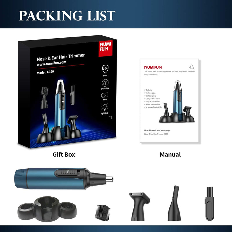 Professional nose hair trimmer for men, USB rechargeable nose hair trimmer for women, 3 in 1 nose hair remover with IPX7 waterproof, dual blades, easy cleaning blue - NewNest Australia