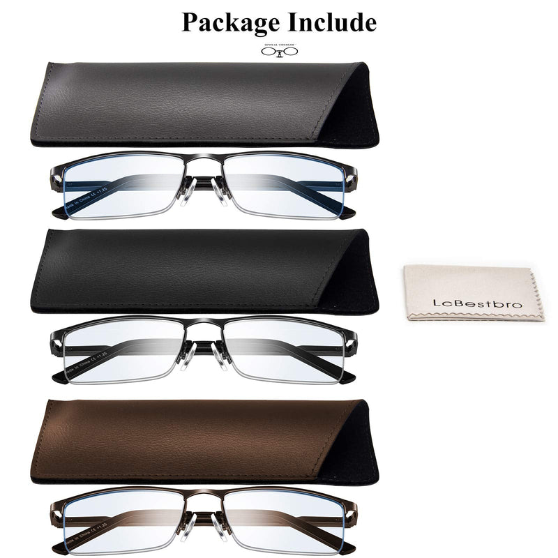 3 Pack Reading Glasses for Men, Metal Frame Blue Light Blocking Reading Glasses 3 Pack(gun/Black/Brown) 1.0 x - NewNest Australia