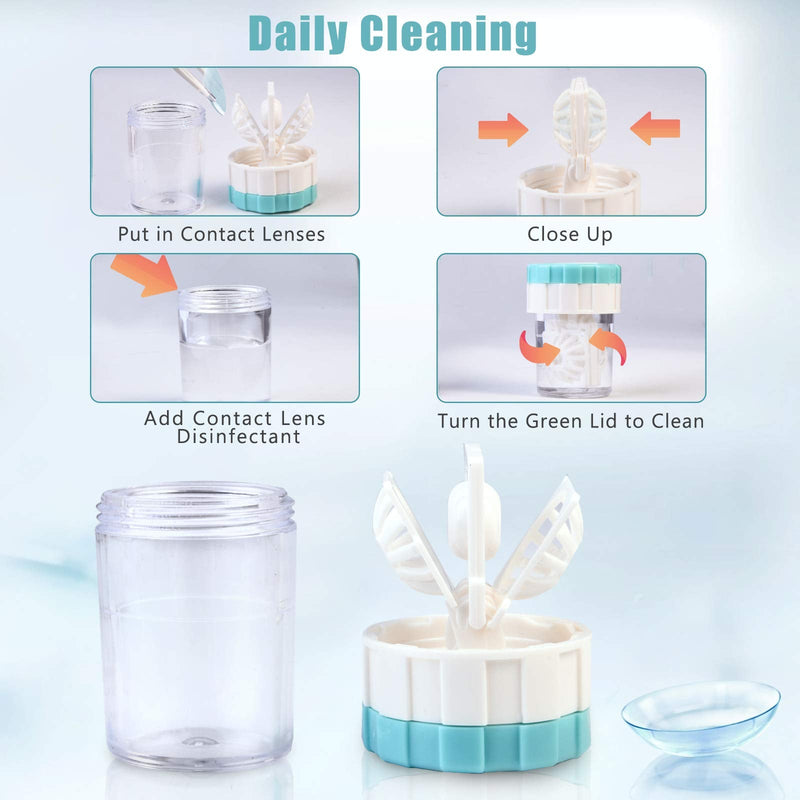 Contact Lens Travel Kit with Cleaner Washer, Portable Contact Box with Mirror Tweezers Remover Tool Solution Bottle for Daily Outdoor (Golden) Golden - NewNest Australia