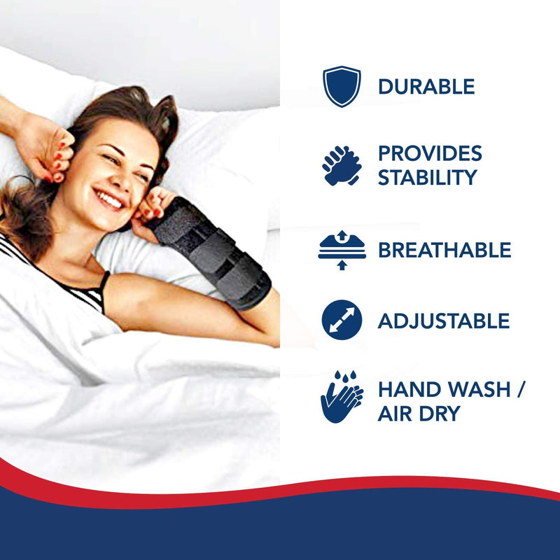 Doctor Developed Carpal Tunnel Night Wrist Brace & Wrist Support [Single] (with splint) & Doctor Written Handbook - Fully Adjustable to Fit any Hand (Right) Right - Splint Support - NewNest Australia