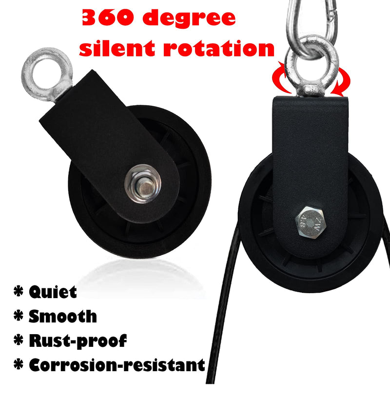 Cable Pulley 360 Degree Rotation Silent Stainless 3.54in 330 lbs Working Load for Gym Equipment Clothesline LAT Pulley System DIY Attachment Lifting Blocks 330lbs - NewNest Australia