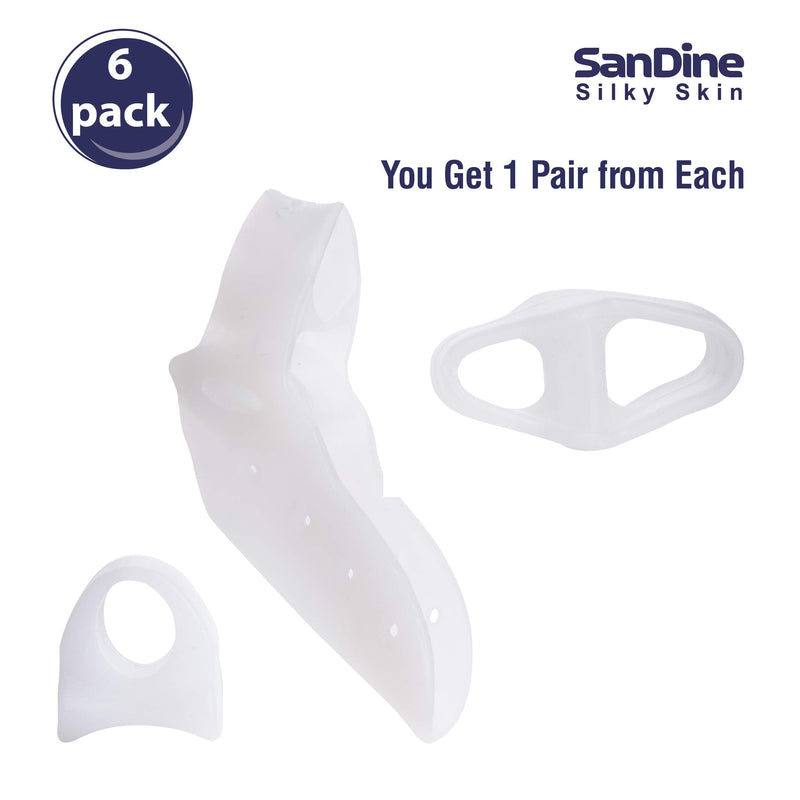 6-Pack Silicone Separators - Big Toe Spacer - Bunion Corrector - Hammer Toe Straightener - Shoe Friction Protector - Bunion Splints Support Spreaders - Cushion Pads & Toe Spacer Set - by Sandine 6 Count (Pack of 1) - NewNest Australia