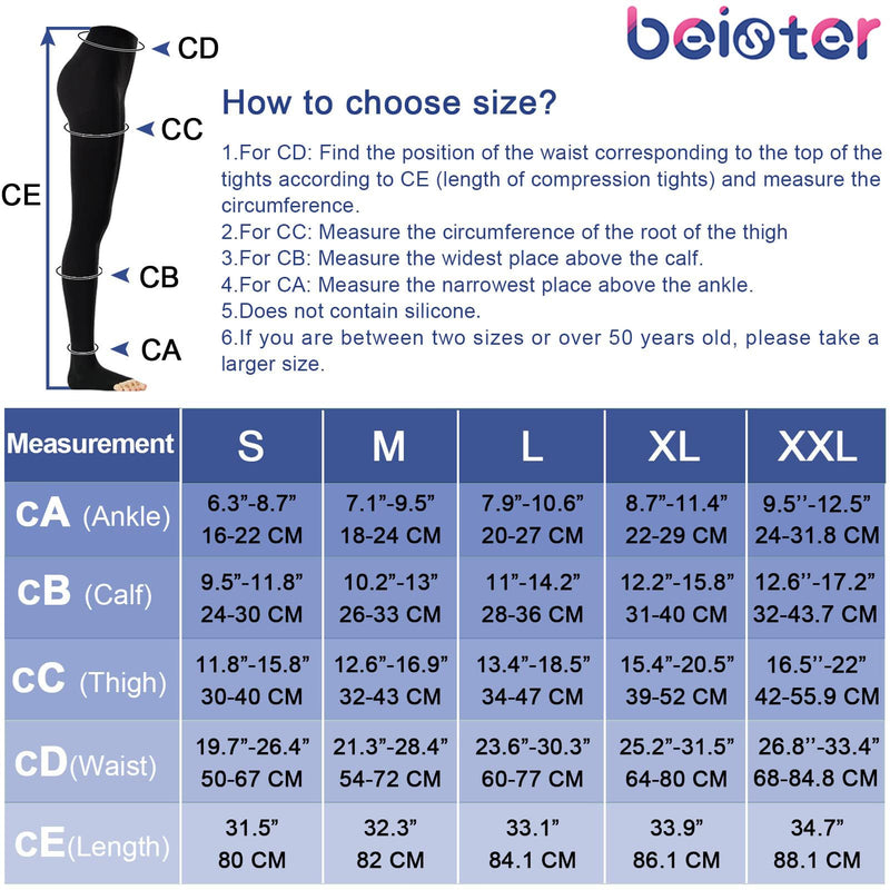 Beister Medical Compression Stockings Women'S Long 20-30 Mmhg Support Stockings Men'S Opaque Open Toe Compression Trousers Class 2 Solid Support For Varicose Veins, Edema, Black - NewNest Australia