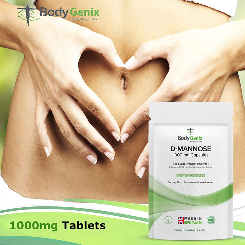Bodygenix D-Mannose Capsules | Promote Healthy Bladder| UTI Support Supplement | Reduce Burning, itching, and Urinary Inconsistency | Manufactured in UK | 1000mg 30 capsules - NewNest Australia