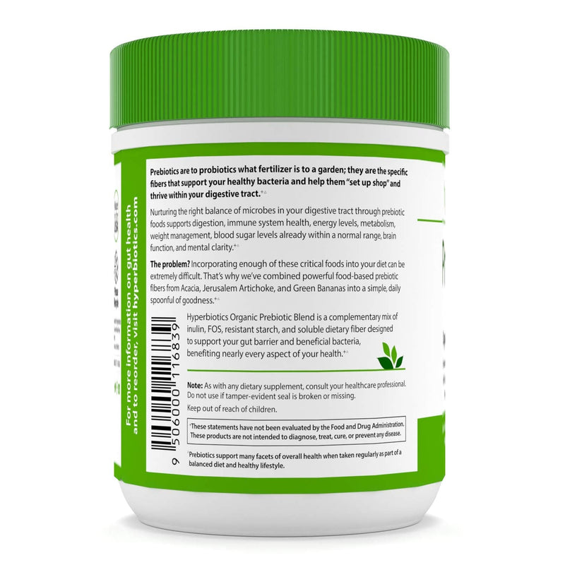 Hyperbiotics Organic Prebiotic Powder - Supports Healthy Digestion and Growth of Beneficial Bacteria (with Jerusalem Artichoke and Acacia Fiber) - 375 Grams (54 servings) Prebiotic Fiber Supplement - NewNest Australia