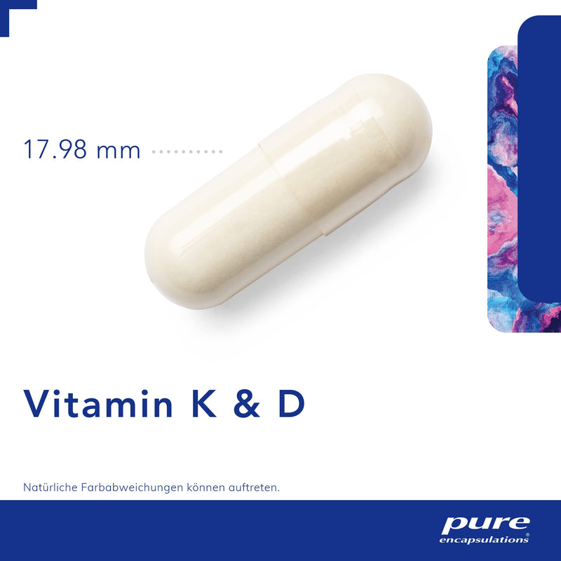 Pure Encapsulations - Vitamin K & D - Hypoallergenic formula with vitamin K1, K2, and D3 for strong bones - 60 capsules - NewNest Australia