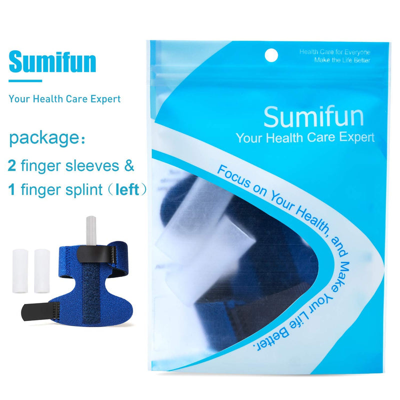 Sumifun Finger Splints for Left Hand, Finger Brace with Built-in Aluminium Bar for Trigger Finger, Mallet Finger, Finger Supports with 2 Gel Sleeves for Sprains, Pain Relief, Sports Injury Left Hand - Blue - NewNest Australia