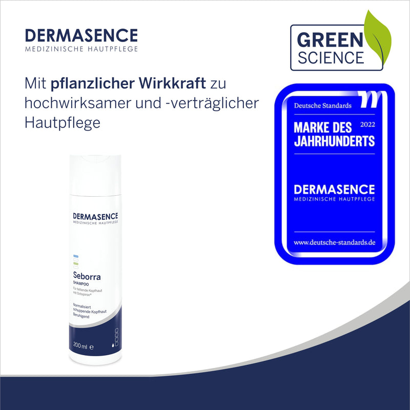 DERMASENCE Seborra Shampoo, 200 ml - Gentle cleansing for the oily and dandruff-prone scalp - also recommended as an accompaniment to therapy for sebhorric eczema - for daily hair washing - NewNest Australia