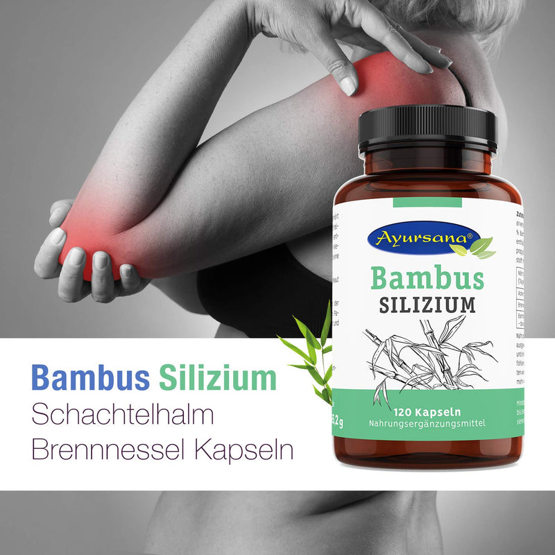 Bamboo silicon capsules (120 pieces) strengthening agent for skin, hair, nails 105 mg silica per daily dose (2 capsules) obtained from bamboo & nettle - NewNest Australia