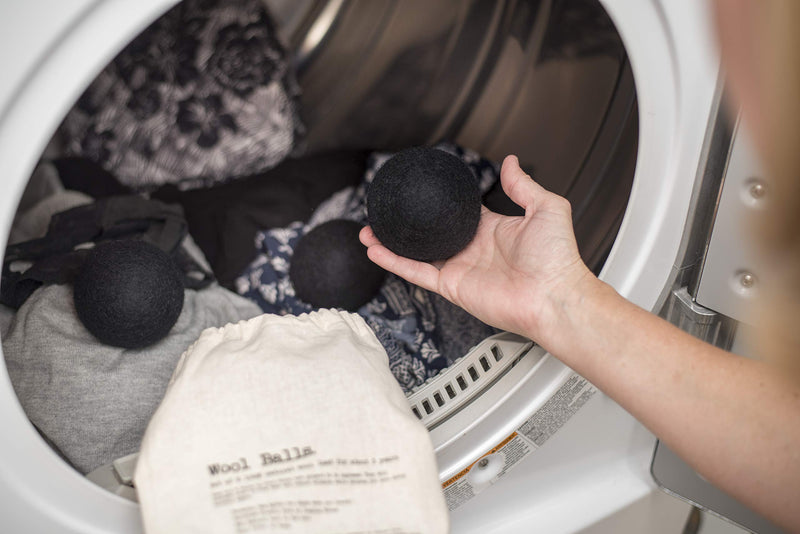 Molly's Suds Wool Dryer Balls | XL, Premium Organic Fabric Softener, Hypoallergenic, Hand-Felted, Reusable, Reduce Drying Time | Black, Set of 6 - NewNest Australia