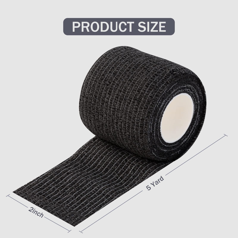 Ez Tattoo Grip Tape - Pack Of 12 (5 Cm X 4.5 M) Self-Adhesive Bandage For Swelling Of Wrist And Ankle Sprains, Disposable Roll Tattoo Grip Tube Tape For Tattoo Machine (Black) - NewNest Australia