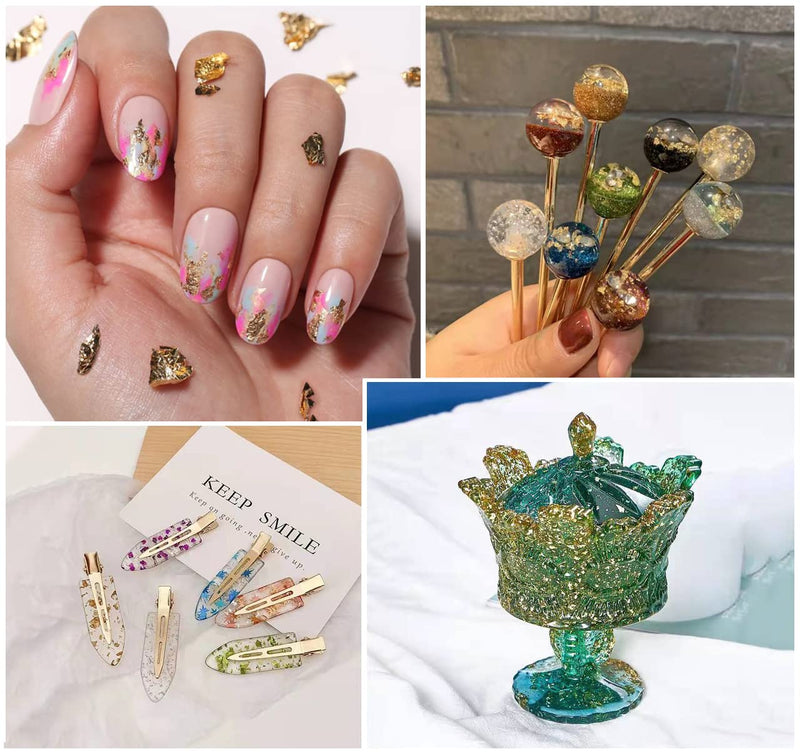 Gold Foil Flakes, 24 Color, Metallic Foil Flakes, Gilding Flakes, Gold Leaf Flakes, Gold Flakes for Resin, Nails, Painting, Crafts 24pcs - NewNest Australia