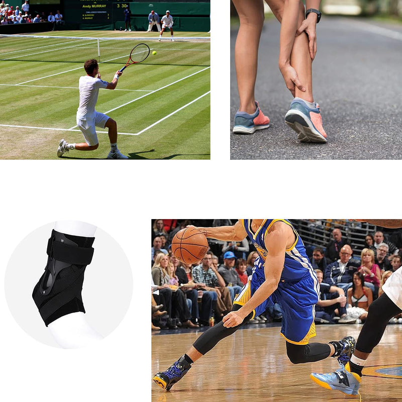Ankle Support Brace with Side Stabilizers and Cross Auxiliary Fixing Belt Strength Protection for Sports Injury Recovery Ankle Sprain, Arthritis, Strain, Fatigue, Foot Pain Relief 1 Piece (M) Black M - NewNest Australia