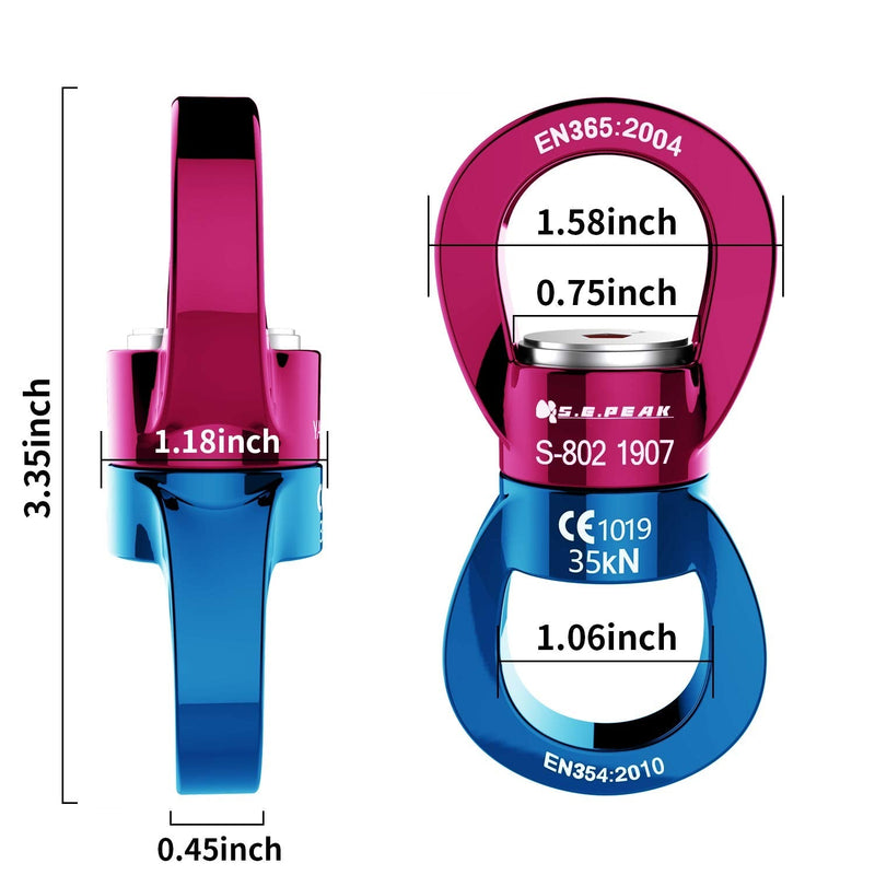 PROND Swing Swivel 35kN Safest Rotational Device, Swing Spinner, Carabiner Swivel, Climbing Rope Swivels for Children’s Web Tree Swing Setting, Aerial Dance, Hanging Hammock Blue Red - NewNest Australia