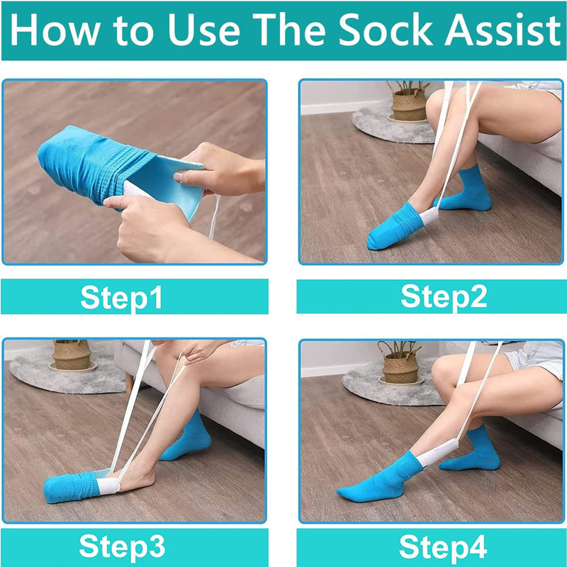 Sock Aid Kit, Sock Helper Easy On and Off Tools for Seniors, Sock Aid Tool for Putting Socks Easy On and Off for Elderly, Disabled, Pregnant, Diabetics, Socks Helper - NewNest Australia
