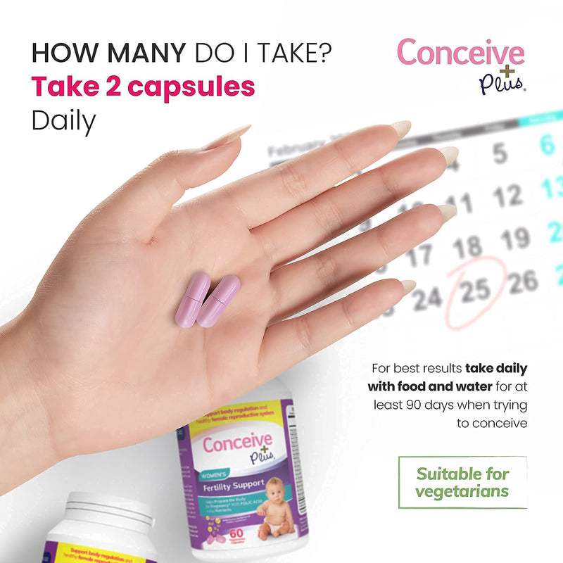 Conceive Plus Fertility Support Women - Prenatal Vitamins for Conception, Regulate Ovulation, Balance Hormones - Folate Folic Acid, Myo-Inositol Pills - 60 Vegetarian Capsules - NewNest Australia