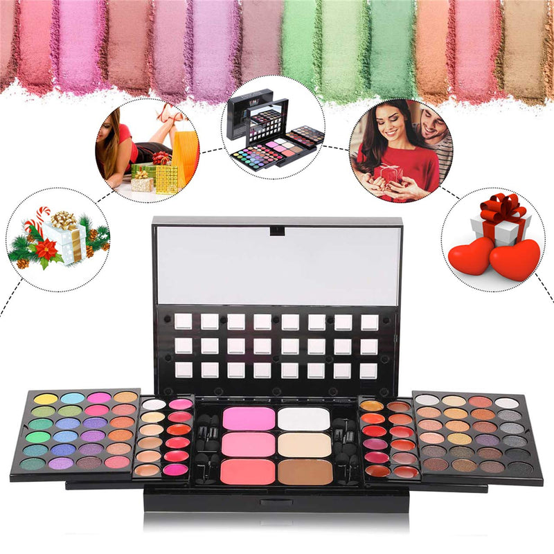 FantasyDay Holiday Gift Set 78 Colors All In One Makeup Palette Kit - 48 Colours Highly Pigmented Nudes Matte Warm Natural Eyeshadow Pallet with 18 Lipstick, 6 Concealer, 3 Blusher, 3 Shading Powder #96 - NewNest Australia