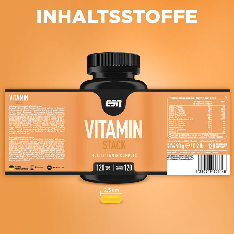 ESN Vitamin Stack Multivitamin Supplements, 120 Capsules - NewNest Australia