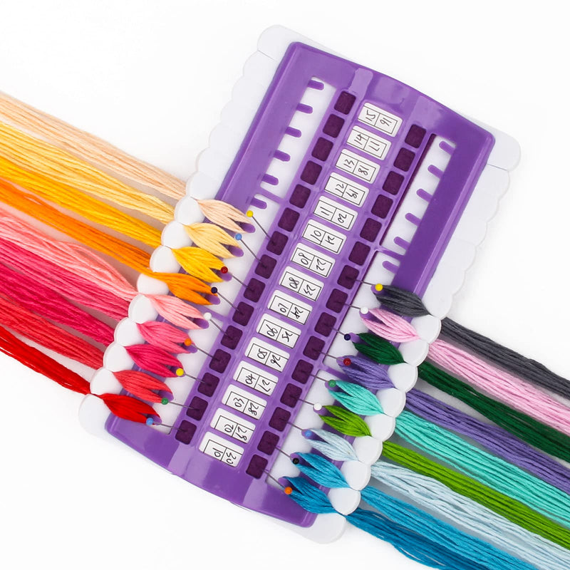 30 Positions Floss Organizer Embroidery Shelf, Luxiv Thread Organizers for Cross Stitch Embroidery Thread Holder with 15 Pcs Replaceable Paper Card Sewing Needle, Embroidery Floss Organizer Purple 30 Positions - NewNest Australia