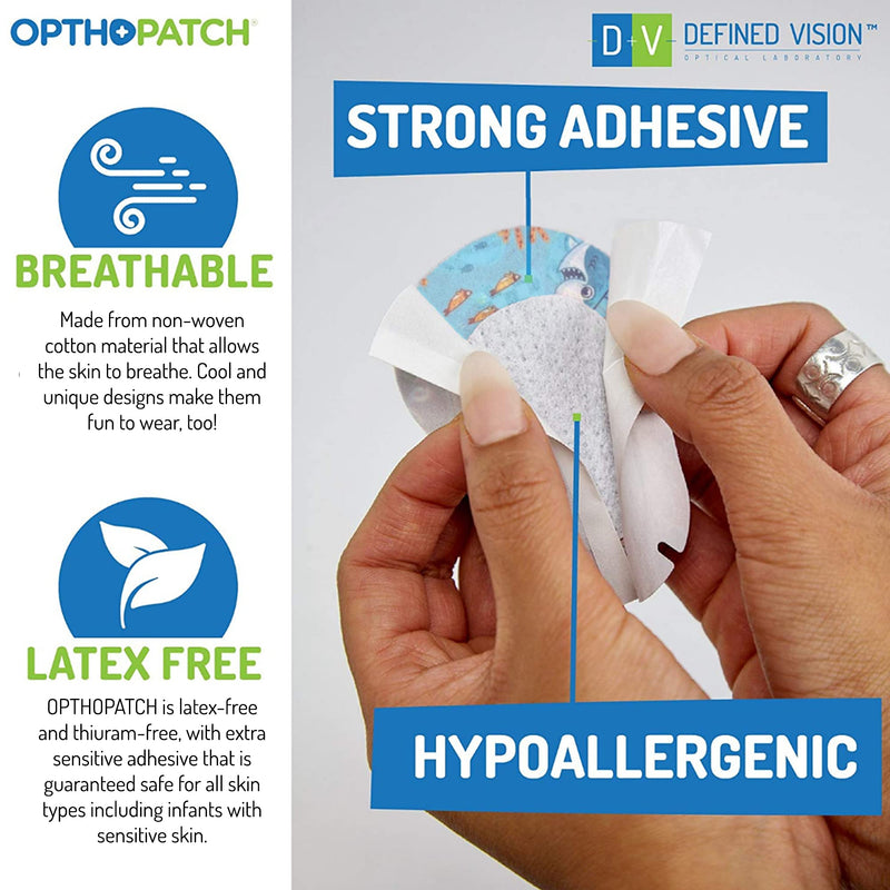 OPTHOPATCH Kids Eye Patches - Fun Boys Design - 30 + 10 Bonus Latex Free Hypoallergenic Cotton Extra Sensitive Adhesive Bandages for Amblyopia & Cross Eye-3 Reward Chart Posters by Defined Vision - NewNest Australia