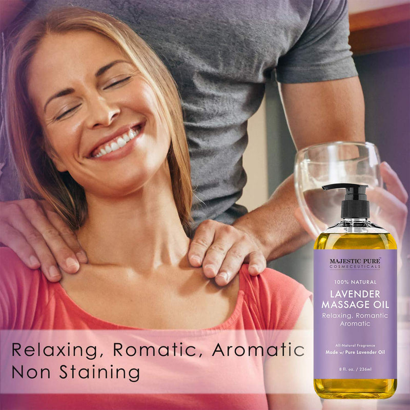 MAJESTIC PURE Lavender Massage Oil for Men and Women - Great for Calming, Soothing and to Relax - Blend of Natural Oils for Therapeutic Massaging and Aromatherapy - 8 fl oz. - NewNest Australia