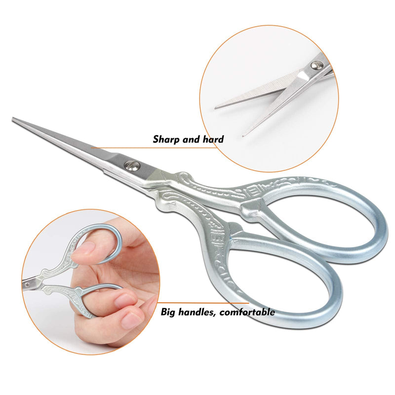 Hisuper Embroidery Scissors Set with Leather Sheaths for Sewing Crafting, Art Work, Threading, Needlework DIY Tools Dressmaker Small 3.6 inch Shears Cross Stitch Knitting Scissor Blue Green - NewNest Australia